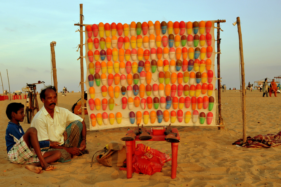 La grande plage populaire de Chennai